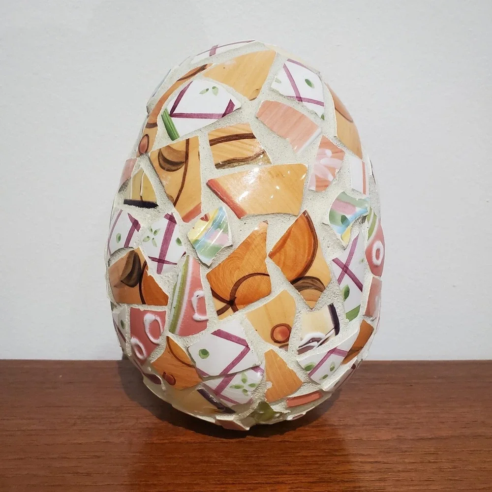 Mosaic tile egg shaped holiday home decor, spring, easter, 7